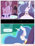 2015 after_sex anthro anthrofied areola big_breasts blue_hair blush breasts chromapan clenched_teeth clothing comic digital_media_(artwork) donut_joe_(mlp) earth_pony english_text equid equine eyes_closed female friendship_is_magic fur hair half-closed_eyes hasbro horn horse looking_at_viewer male mammal multicolored_hair my_little_pony mythological_creature mythological_equine mythology narrowed_eyes nipples open_mouth pink_body pink_fur pink_hair pinkie_pie_(mlp) pony princess_celestia_(mlp) slightly_chubby teeth text tongue tongue_out two_tone_hair unicorn