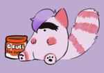 anthro female plushie simple_background solo imaaahorny g_fuel alexy mammal procyonid raccoon meme