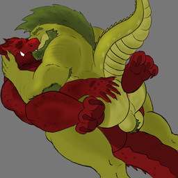 3_toes 5_fingers anal anal_penetration anthro arm_hair armpit_hair ball_tuft balls barazoku beard bent_legs body_hair butt butt_grab claws duo eyebrows eyes_closed facial_hair feet fingers from_front_position genitals green_body green_hair grey_background hair hand_on_butt holding_head horn kissing legs_around_partner lying male male/male missionary_position mouth_closed muscular nude on_back passionate penetration red_body scales sex sharp_teeth simple_background tail teeth thick_eyebrows thick_tail toes tuft xshouty mythology khell_(khellam) shouty_(xshouty) alligator alligatorid crocodilian dragon mythological_creature mythological_scalie reptile scalie 1:1 hi_res