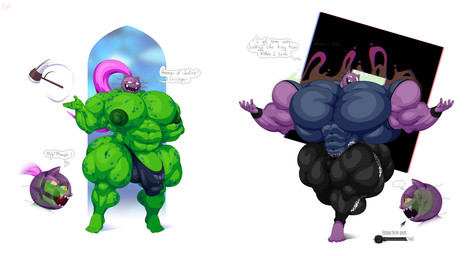 anthro aura ball_gag before_and_after clothed clothing delta_rune_(emblem) fully_clothed gag green_body growth hollow_eyes internal male mask mask_transformation muscle_growth muscular muscular_male possession solo soul soul_absorption status_effect symbol text thong transformation underwear wearing_mask bobthetanuki deltarune undertale_(series) gerson gerson_boom_(deltarune) pocketcat_(fear_&_hunger) domestic_cat felid feline felis mammal reptile scalie turtle absurd_res english_text hi_res