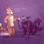 all_fours andromorph anthro bdsm blue_hair blue_nipples brown_eyes claws collar dominant duo fur hair holding_leash holding_object intersex intersex/male kneeling leash looking_at_another looking_at_partner male markings mastectomy_scar nipples petplay pink_eyes praise pubes roleplay scar smile spots striped_markings striped_tail stripes submissive tail tail_markings tail_motion tailwag tan_body tan_fur text chemicalcreature wade_(chemicalcreature) west_(chemicalcreature) canid canine canis domestic_dog mammal 1:1 2025 artist_name digital_drawing_(artwork) digital_media_(artwork) english_text signature watermark