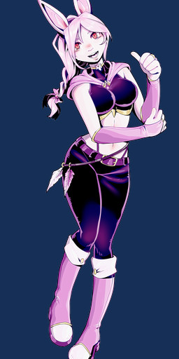 anthro armwear big_breasts black_bottomwear black_clothing black_pants blush boots bottomwear breasts bridal_gauntlets clothed clothed_anthro clothed_female clothing female footwear gesture hair hand_gesture long_hair looking_at_viewer pants pink_armwear pink_boots pink_bridal_gauntlets pink_clothing pink_footwear pink_hair red_eyes shoes solo thumbs_up appendagechild emilie_clovis lagomorph leporid mammal rabbit 2026 alpha_channel hi_res story story_in_description