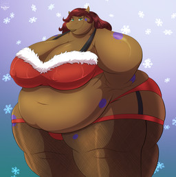 anthro belly belly_overhang big_belly big_breasts big_butt biped breasts butt christmas_clothing clothing female female_anthro fishnet_stockings holidays huge_belly huge_breasts huge_butt huge_hips huge_thighs looking_at_viewer narrowed_eyes nipple_outline overweight overweight_anthro overweight_female smile snowflake solo standing thick_thighs wide_hips robthehoopedchipmunk christmas tammy_(rthc) common_hippopotamus hippopotamid mammal hi_res