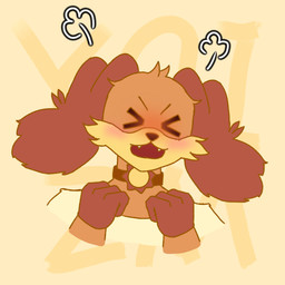 anthro blush cheek_tuft choker cute_fangs excited eyes_closed facial_tuft fangs fluffy_ears fur happy humanoid_hands jewelry male male_anthro necklace open_mouth open_smile orange_body orange_fur simple_background smile solo sun teeth tuft yoizm mob_entertainment poppy_playtime smiling_critters dogday_(poppy_playtime) canid canine canis critters_(poppy_playtime) domestic_dog mammal 1:1