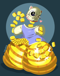 anthro big_butt black_nose blue_clothing blue_eyes blue_shirt blue_topwear blush butt butt_focus butt_slap circle_background clothing coin collar emanata exclamation_point femboy floating_arms floating_hands gold_(metal) gold_coin huge_butt looking_at_viewer looking_back male one_eye_closed open_mouth pink_collar pink_inner_ear pupils rear_view shirt sitting slap slapping_own_butt slapping_self smile solo topwear unusual_pupils whiskers white_body white_clothing white_pupils white_shirt white_topwear wide_hips goodie_(artist) ena:_dream_bbq ena_(series) kane_(ena) animate_inanimate domestic_cat felid feline felis living_coin mammal 2025 hi_res