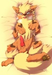 animal_genitalia animal_penis balls blush breath canine_genitalia canine_penis erection feral genitals knot lying male nude on_back paws penis solo tail teeth tongue tongue_out okunawa nintendo pokemon arcanine canid canine generation_1_pokemon mammal pokemon_(species)