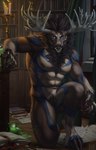 abs anthro antlers fur glowing glowing_eyes hooves horn male muscular muscular_anthro muscular_male nipples pecs solo b.koal diffuse_moose deer mammal moose new_world_deer 2024 absurd_res hi_res