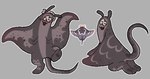 :3 anthro butt flat_body gills grey_body male smile solo horrorzuna nintendo splatoon big_man_(splatoon) fish manta_ray marine ray_(fish) stingray hi_res