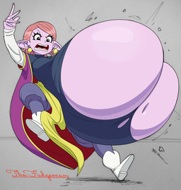 abdominal_bulge belly belly_expansion belly_focus big_belly big_breasts bloated breasts clothed clothing ear_piercing ear_ring expansion eyelashes female female_humanoid furrowed_eyebrows glistening glistening_belly hair huge_belly humanoid_pointy_ears hyper hyper_belly navel not_furry open_mouth overweight overweight_female overweight_humanoid piercing pink_body pink_hair pointy_ears ring_piercing shake_lines solo surprised torn_clothing wardrobe_malfunction thefudgeman third-party_edit dragon_ball chronoa supreme_kai_of_time humanoid kaioshin 2025 colored digital_drawing_(artwork) digital_media_(artwork) hi_res