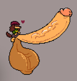 anthro balls big_balls big_penis bottomwear clothed clothing clothing_lift genitals gynomorph happy heart_symbol huge_balls huge_penis hyper hyper_balls hyper_genitalia hyper_penis intersex penis skirt skirt_lift solo crazymazies mazie_(crazymazies) canid canine canis dachshund domestic_dog hunting_dog mammal hi_res