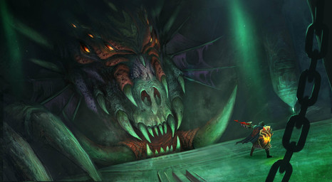 ambiguous_gender arbalist cape chain claws clothed clothing crossbow duo fangs female feral fight fully_clothed holding_object holding_weapon horn inside larger_female multi_eye open_mouth ranged_weapon scales shield size_difference smaller_ambiguous solo_focus standing teeth warrior weapon unknown_artist mythology runescape queen_black_dragon dragon human humanoid mammal mythological_creature mythological_scalie reptile scalie 2012 absurd_res concept_art digital_media_(artwork) hi_res official_art