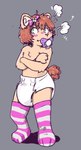 anthro clean_diaper clothed clothing diaper legwear male object_in_mouth pacifier pacifier_in_mouth pouting solo thigh_highs wearing_diaper flexy_(dreamyart) felid mammal