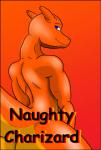 anthro bear213 bedroom_eyes blue_eyes charizard comic cover cover_art cover_page generation_1_pokemon gradient_background half-closed_eyes hi_res looking_at_viewer male narrowed_eyes naughty_(bear213) nintendo nude pokemon pokemon_(species) rear_view red_background scalie seductive simple_background solo thick_thighs