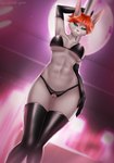 2022 abs absurd_res anthro blush breasts butt clothing dancing female genitals hi_res hierophant_green_(artist) lace lagomorph latex legwear leporid lingerie mammal night pole pussy rabbit sam_(scottyboy76567) solo stockings stripper striptease tail