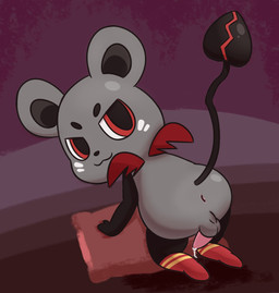 :3 all_fours anthro anus backsack balls big_eyes big_head bodily_fluids butt chibi dripping erection genital_fluids genitals heart_tail high-angle_view looking_at_viewer looking_back looking_up male male_anthro penis precum precum_drip precum_string presenting presenting_anus presenting_hindquarters raised_tail simple_background small_wings solo spade_tail tail tapering_penis wide_hips wings mincheeto hyperdimension_neptunia pirachu demon mammal mouse murid murine rodent 2020 hi_res
