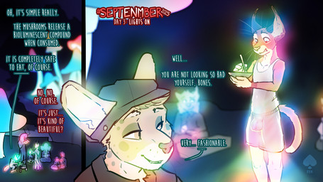 accident accidental_exposure anthro balls clothing dialogue embarrassed embarrassed_naked_male embarrassing_exposure flaccid foreskin genitals glowing glowing_body glowing_genitalia male nude_male penis solo text translucent translucent_clothing fek dungeons_and_dragons hasbro septenmber wizards_of_the_coast bones_voncstaple marisco_calloway caracal caracal_(genus) felid feline mammal serval tabaxi 16:9 comic english_text hi_res widescreen