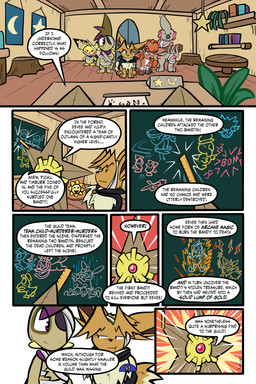 7_panel_comic ambiguous_gender badge bandage biped black_cape black_clothing black_eyes black_nose black_tail black_text book bookshelf bow_ribbon brown_body brown_eyes brown_fur brown_hair burning cape ceiling chalkboard cheek_spots clothing dialogue dot_eyes drawing_(object) ellipsis exclamation_point eye_patch eyebrows eyelashes eyewear feral fire first_person_view floor fluffy fluffy_tail fur furniture gesture grey_body group hair hand_gesture hat headgear headwear holding_badge holding_object holding_ruler holding_wand inner_ear_fluff inside looking_at_another motion_lines mouth_closed multi_tail neck_tuft one_eye_obstructed open_mouth open_smile page_number paws plant plant_pot pointing pointing_at_object pupils purple_scarf quadruped red_cheeks ruler scarf simple_eyes smile sound_effects speech_bubble standing table tail talking_to_another text toony translucent translucent_hair tree_stump tuft tusks wall_(structure) wand white_pupils white_sclera wood wood_floor wood_furniture wood_table x_eyes yellow_body virmir nintendo pokemon pokemon_mystery_dungeon spike_chunsoft virmir_(character) zinc_(zincxiron) axew cleffa drowzee eevee eeveelution generation_1_pokemon generation_2_pokemon generation_5_pokemon generation_6_pokemon machop pichu pokemon_(species) sneasel staryu sylveon timburr umbreon vulpix 2025 2:3 absurd_res comic english_text hi_res signature female_(lore) male_(lore)