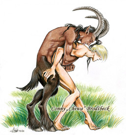 anal anal_penetration duo genitals hooves hug human_on_humanoid interspecies licking male male/male male_penetrated male_penetrating male_penetrating_male nude penetration penis sex split_form standing tongue tongue_out connychiwa animal_humanoid human humanoid mammal satyr hi_res