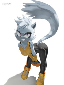 anthro bent_over bottomwear clothed clothing female footwear fur hair looking_at_viewer shoes simple_background smile solo tail topwear soranygyart idw_publishing sega sonic_the_hedgehog_(comics) sonic_the_hedgehog_(idw) sonic_the_hedgehog_(series) tangle_the_lemur lemur mammal primate ring-tailed_lemur strepsirrhine 3:4 digital_media_(artwork) hi_res