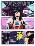 ahri_(lol) amber_eyes anthro armor ball bandage big_breasts black_hair blush breasts canid canine canis comic digital_media_(artwork) duo female hair human human_focus kimmundo korean korean_text league_of_legends mammal not_furry_focus orb red_eyes riot_games temple tencent text the_wolf_and_the_fox translated warwick_(lol) wolf