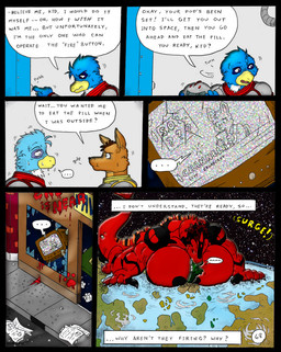 anthro big_breasts body_size_growth breasts female giga group huge_breasts kissing macro male muscular muscular_female muscular_male news news_report onomatopoeia size_difference size_transformation sound_effects space speech_bubble text transformation dnapalmhead redsaber third-party_edit mythology avian bird canid canine canis domestic_dog dragon kangaroo macropod mammal marsupial mythological_creature mythological_scalie scalie comic english_text