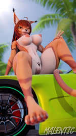 anthro beach big_breasts bouncing_breasts breasts car dancing female genitals hair looking_at_viewer music navel nipples nude one_eye_closed outside pussy sky smile solo spread_legs spreading synced_to_music tail teeth thick_thighs tongue tongue_out vehicle wink malentic mayosplash_(modeler) ashley_(mutagen) caracal caracal_(genus) felid feline mammal 3d_(artwork) 3d_animation 9:16 animated digital_media_(artwork) hi_res short_playtime sound webm