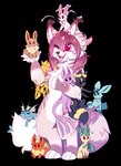 accessory anthro female feral flower flower_in_hair fluffy fluffy_tail fur group hair hair_accessory pink_eyes plant solo tail white_body white_fur bloominglynx nintendo pokemon yukki_kirai eevee eeveelution espeon felid feline flareon generation_1_pokemon generation_2_pokemon generation_4_pokemon generation_6_pokemon glaceon hybrid jolteon leafeon lynx mammal pokemon_(species) sylveon umbreon vaporeon alpha_channel hi_res