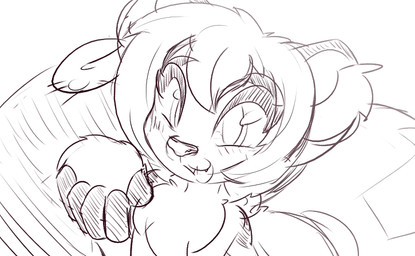 anthro chest_fur ear_piercing ear_ring eyelashes fluffy fluffy_tail fur happy inner_ear_fluff male open_mouth piercing ring_piercing smile solo tail teeth tuft kemotobi tobiki_(kemotobi) domestic_ferret mammal mustelid musteline true_musteline weasel 2014 sketch