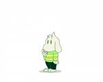 anthro asriel_dreemurr boss_monster_(undertale) bovid caprine child clothing doodleboogle fur hi_res long_ears male mammal mouthless shirt simple_background solo stripes topwear undertale undertale_(series) white_background white_body white_fur young young_anthro