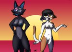 anthro breasts duo female genitals nipples nude pussy ring scar sunrise phalanx_b_deer epic_games fortnite fortnite:_battle_royale meow_skulls pack_leader_highwire canid canine canis domestic_cat felid feline felis humanoid mammal wolf absurd_res hi_res