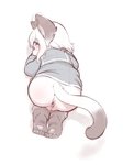 anthro anus bent_over bottomless butt clothed clothing feet female footwear genitals hair kemono legwear loli looking_back pussy rear_view school_uniform short_hair socks solo toes uniform young young_anthro young_female 3yo4yo5yo domestic_cat felid feline felis mammal 3:4