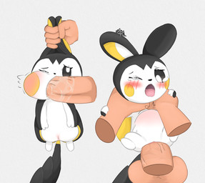 3_fingers abdominal_bulge balls bestiality big_penis black_body black_fur blush bodily_fluids cheek_bulge disembodied_hand disembodied_penis duo feet female female_feral feral feral_penetrated fingers forced forced_oral forced_vaginal fur genitals grabbing_another grabbing_both_ears holding_both_ears human_on_feral human_penetrating human_penetrating_feral interspecies larger_human larger_male looking_at_another looking_at_genitalia looking_at_partner male male/female male_human male_on_feral membrane_(anatomy) multicolored_body multicolored_fur nervous one_eye_closed open_mouth oral oral_penetration penetration penis pokephilia questionable_consent ridiculous_fit rough_sex saliva saliva_on_penis saliva_string sex simple_background size_difference smaller_female smaller_feral smaller_penetrated tail tears vaginal vaginal_penetration vulva white_body white_fur yellow_body yellow_cheeks majika nintendo pokemon emolga generation_5_pokemon human mammal pokemon_(species) rodent 2025 hi_res signature