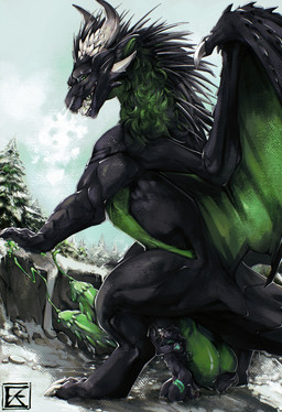 2_penises animal_genitalia anthro balls black_body black_fur black_scales bodily_fluids claws colored_cum cum duo ejaculation erection feral fur genital_fluids genitals green_cum green_penis green_wings horn male male/male membrane_(anatomy) membranous_wings multi_genitalia multi_penis penis scales sheath size_difference unusual_bodily_fluids unusual_cum unusual_genital_fluids white_claws white_horn wings zweikopfeinhorn mythology canid dragon mammal mythological_creature mythological_scalie scalie hi_res