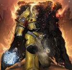 adeptus_astartes anthro armor cape clothing corruption fire gauntlets gloves hammer handwear machine male maul melee_weapon pauldron power_armor solo space_marine tools weapon zomacaius warhammer_(franchise) warhammer_40000 imperial_fist strype_(character) felid mammal pantherine tiger 2014 hi_res