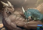 abs anthro bodily_fluids cum cum_in_mouth cum_inside duo fellatio genital_fluids genitals horn male male/male muscular muscular_male obliques oral pecs penile penis reclining serratus sex todex microsoft the_elder_scrolls argonian scalie hi_res