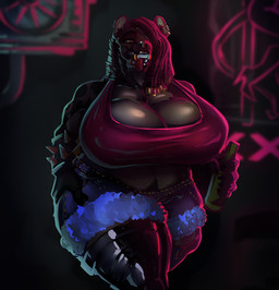 alcohol anthro beverage big_breasts bite bodily_fluids boots bottle bottomwear bracelet breasts clothing container crop_top dreadlocks drooling female footwear gold_(metal) gold_tooth hotpants huge_breasts jewelry legwear licking licking_lips long_boots neon_lights notched_ear piercing saliva shirt shoes shorts slightly_chubby solo spiked_bracelet spikes strip_club thick_thighs thigh_boots thigh_highs tongue tongue_bite tongue_out tongue_piercing topwear wide_hips djpuppeh jacklyn_sheen hyena mammal spotted_hyena hi_res