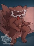 anthro bed bedroom breath brown_body brown_fur erection fluffy fur furniture male masturbation nude open_mouth panting short_stack sitting solo tail justwatchingthings guardians_of_the_galaxy marvel rocket_raccoon mammal procyonid raccoon 3:4 full-length_portrait hi_res portrait