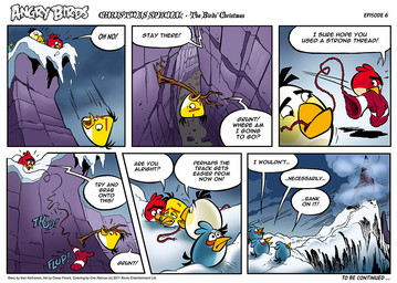 cliff clothing cloud dialogue falling female gloves group handwear mountain outside_panel rock snow string to_be_continued cesar_ferioli angry_birds rovio_entertainment sega chuck_(angry_birds) matilda_(angry_birds) red_(angry_birds) the_blues_(angry_birds) avian waddling_head 2011 comic tagme