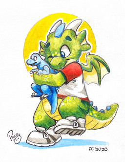anthro blue_eyes bottomless closed_smile clothed clothing fangs featureless_crotch footwear glistening glistening_eyes green_body holding_object holding_plushie horn male mouth_closed plushie red_clothing red_shirt red_t-shirt red_topwear shirt shoes simple_background smile solo t-shirt teeth topwear white_clothing white_footwear white_horn white_shirt white_shoes white_t-shirt white_topwear wings yellow_body yellow_wings young young_anthro young_male pandapaco mythology dragon mythological_creature mythological_scalie scalie 2020 dated signature