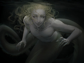 5_fingers blonde_hair blue_eyes eyebrows eyelashes fingers hair looking_at_viewer male partially_submerged smile solo split_form czerwoniy aquatic humanoid_merfolk merfolk 2022 absurd_res digital_media_(artwork) hi_res