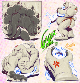 4_toes 5_fingers ambiguous_gender anthro black_pawpads butt butt_focus butt_grab duo facesitting feet fingers foot_focus grabbing_head hand_on_butt human_on_anthro humanoid_feet humanoid_hands interspecies larger_anthro larger_male male male/ambiguous musclegut muscular muscular_arms pawpads plantigrade rear_view sitting_on_another size_difference smaller_ambiguous smaller_human solo telegram_sticker text toes pinkgirlpen ghostburr ych_(character) bear human mammal polar_bear ursine 2021 character_name digital_media_(artwork) multiple_images signature