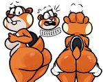 anthro big_breasts big_butt breasts butt butt_grab eyebrows female hand_on_butt looking_at_viewer mouth_closed open_mouth raised_eyebrows raised_tail rear_view simple_background solo_focus standing stretch_marks tail thick_thighs white_background lewdewott mario_bros nintendo super_mario_bros_wonder skedaddler 2024 digital_drawing_(artwork) digital_media_(artwork) hi_res