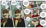 16:10 2020 5_fingers adjusting_tie anthro black_body black_fur bottomwear bow_tie brown_body brown_eyes brown_fur brown_hair canid canine canis chase_hunter cigarette clothed clothing comic dialogue digital_media_(artwork) echo_(game) echo_(series) echo_project english_text facial_hair fingers fox fully_clothed fur goatee grey_body grey_fur group hair kudzu_tengwan male mammal multicolored_body multicolored_fur mustelid orange_body orange_fur otter outside procyonid raccoon red_clothing red_topwear shirt shtarfish smoking speech_bubble standing suit tan_body tan_fur text topwear two_tone_body two_tone_fur wedding widescreen wolf