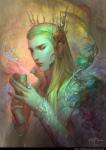 abstract_background art_nouveau berry blonde_hair blue_eyes clothed clothing crown food fruit hair headgear humanoid_pointy_ears jewelry king long_hair male not_furry plant pointy_ears ring royalty solo text hrfleur j._r._r._tolkien middle-earth_(tolkien) the_hobbit the_lord_of_the_rings thranduil elf humanoid url