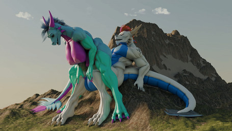 ace balls big_breasts blue_body breasts duo female genitals love macro male male/female moan mountain sex white_body kehveli whitedragon1204 mythology fristy dragon mythological_creature mythological_scalie scalie 3d_(artwork) animated digital_media_(artwork)
