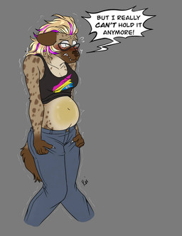 bladder bladder_inflation bodily_fluids desperation female full_bladder genital_fluids inflation liquid_inflation omorashi organs solo urine watersports bibarel_rei spotte_(anubix) hyena mammal