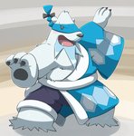 anthro anthrofied clothed clothing cute_fangs fangs fur kemono male mask overweight overweight_anthro overweight_male pokemorph robe solo teeth white_body white_fur emufu nintendo pokemon beartic generation_5_pokemon pokemon_(species) 2016 hi_res