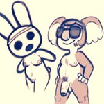 anthro breasts eyewear facial_hair female genitals male nipples nude penis pubes pussy sideburns simple_background sunglasses tail sexylinguini animal_crossing nintendo coco_(animal_crossing) eugene_(animal_crossing) koala lagomorph leporid mammal marsupial rabbit vombatiform 1:1 hi_res sketch