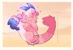 cheek_tuft curled_up facial_tuft female feral fluffy fluffy_tail fluffy_wings fur heart_symbol horn neck_tuft pink_body solo tail tuft nahyon mythology sylve dragon furred_dragon furred_scalie mythological_creature mythological_scalie scalie