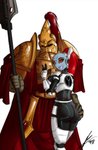 adeptus_custodes armor butt butt_grab captain_general_kitten commander_shadowsun custodes duo female hand_on_butt heresy hi_res human humanoid if_the_emperor_had_a_text-to-speech_device_(series) male male/female mammal melee_weapon not_furry polearm sexualyeti spear t'au_(warhammer) warhammer_(franchise) warhammer_40000 weapon